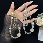 Golden Pearl Mobile Phone Chain, Silver, Golden