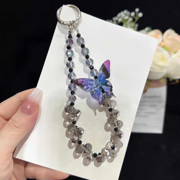 Three-Dimensional Butterfly Crystal Necklace, Pink, Blue
