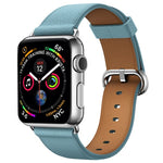 經典按鈕皮革手腕錶帶，適用於 Apple Watch Series 3 & 2 & 1 38mm