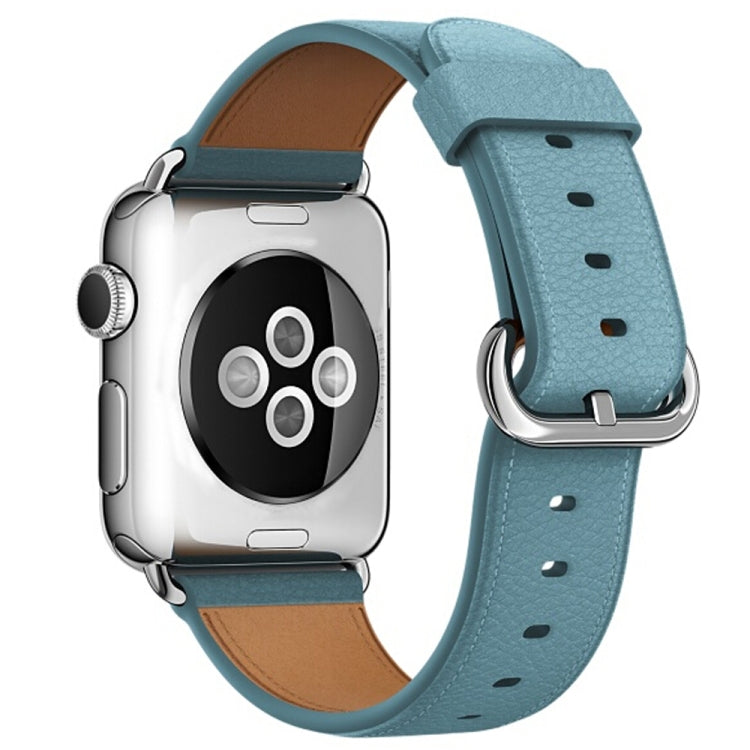 經典按鈕皮革手腕錶帶，適用於 Apple Watch Series 3 & 2 & 1 38mm