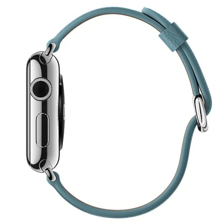 經典按鈕皮革手腕錶帶，適用於 Apple Watch Series 3 & 2 & 1 38mm