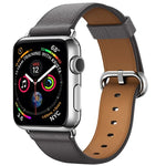 經典按鈕皮革手腕錶帶，適用於 Apple Watch Series 3 & 2 & 1 38mm