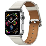 經典按鈕皮革手腕錶帶，適用於 Apple Watch Series 3 & 2 & 1 38mm