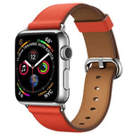 經典按鈕皮革手腕錶帶，適用於 Apple Watch Series 3 & 2 & 1 38mm