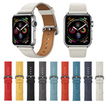 經典按鈕皮革手腕錶帶，適用於 Apple Watch Series 3 & 2 & 1 38mm