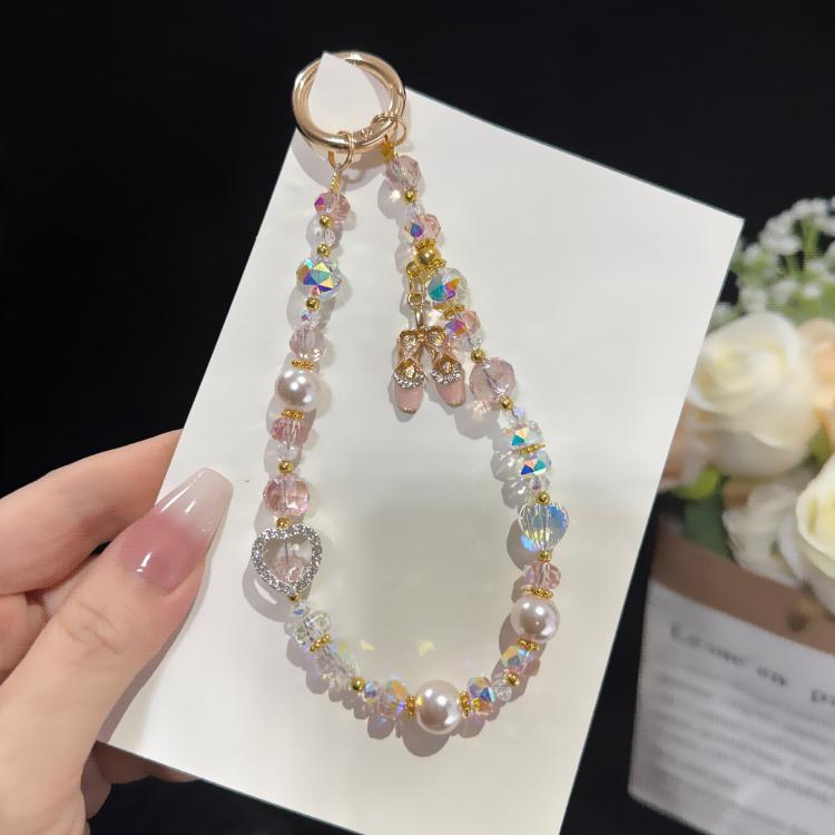 Ballet Shoes Heart Crystal Phone Charm, Pink, Green, Black