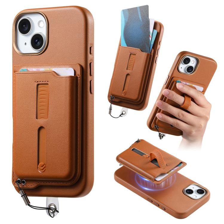 Detachable Magnetic Card Bag Phone Case with Finger Ring Grip & Anti-loss Rope, For iPhone 14, For iPhone 14 Pro, For iPhone 14 Pro Max
