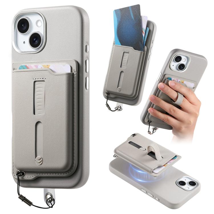可拆卸磁吸卡包手機殼，附指環握把及防丟繩，適用於 iPhone 14、iPhone 14 Pro、iPhone 14 Pro Max