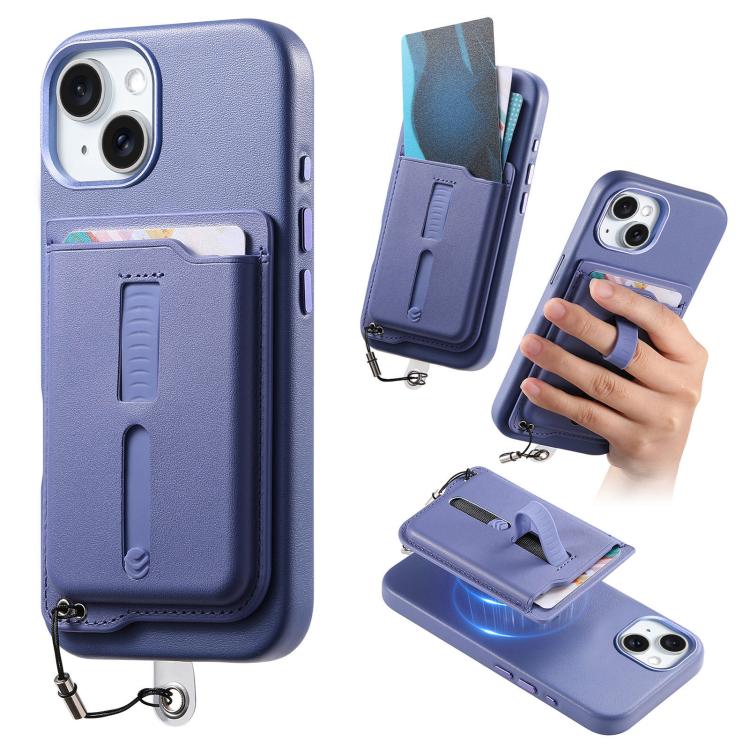 可拆卸磁吸卡包手機殼，附指環握把及防丟繩，適用於 iPhone 14、iPhone 14 Pro、iPhone 14 Pro Max