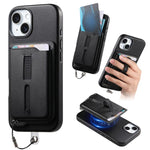 可拆卸磁吸卡包手機殼，附指環握把及防丟繩，適用於 iPhone 14、iPhone 14 Pro、iPhone 14 Pro Max
