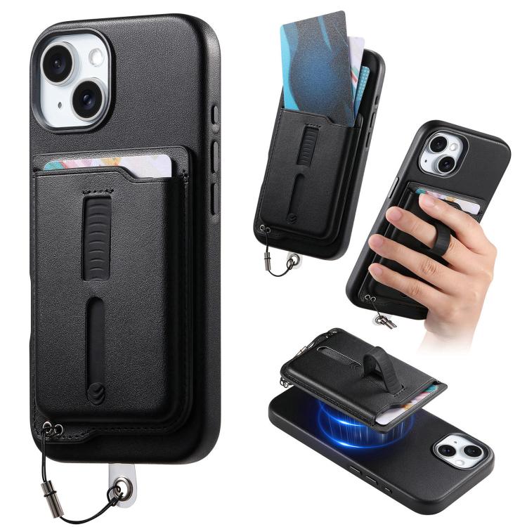 可拆卸磁吸卡包手機殼，附指環握把及防丟繩，適用於 iPhone 14、iPhone 14 Pro、iPhone 14 Pro Max