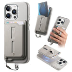 可拆卸磁吸卡包手機殼，附指環握把及防丟繩，適用於 iPhone 14、iPhone 14 Pro、iPhone 14 Pro Max