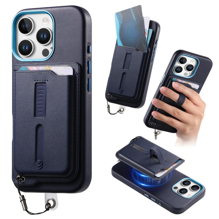 可拆卸磁吸卡包手機殼，附指環握把及防丟繩，適用於 iPhone 14、iPhone 14 Pro、iPhone 14 Pro Max