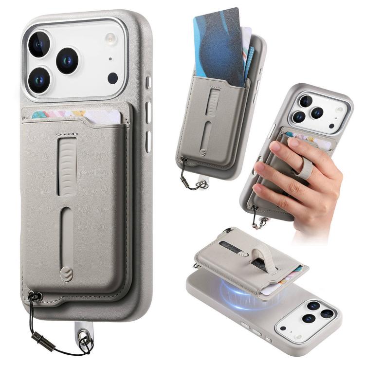可拆卸磁吸卡包手機殼，附指環握把及防丟繩，適用於 iPhone 17e / 16e、iPhone 17 Pro Max、iPhone 17 Pro、iPhone 17、iPhone Air、iPhone 16 Plus