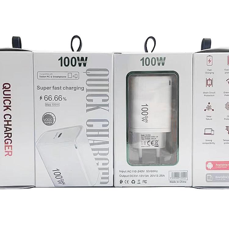 TE-PD46 GaN 100W PD 45W 完全相容協議充電器，歐規插頭