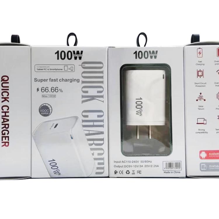 TE-PD46 GaN 100W PD 45W 完全相容充電器，附Type-C對Type-C數據線，美規插頭
