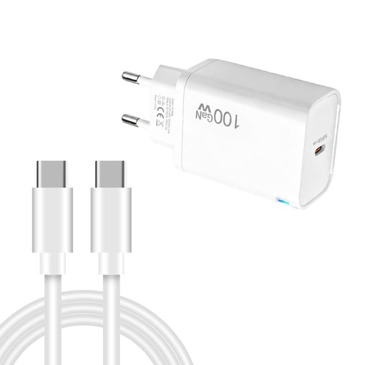 TE-PD46 GaN 100W PD 45W 完全相容充電器，附Type-C對Type-C數據線，歐規插頭