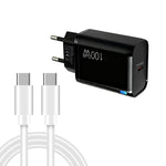 TE-PD46 GaN 100W PD 45W 完全相容充電器，附Type-C對Type-C數據線，歐規插頭