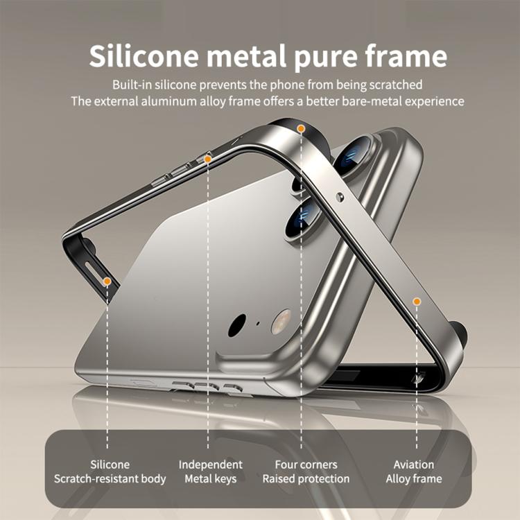 金屬混合矽膠四角防震散熱手機框架殼，適用於 iPhone 15 Pro Max、iPhone 15 Pro、iPhone 15 Plus、iPhone 15
