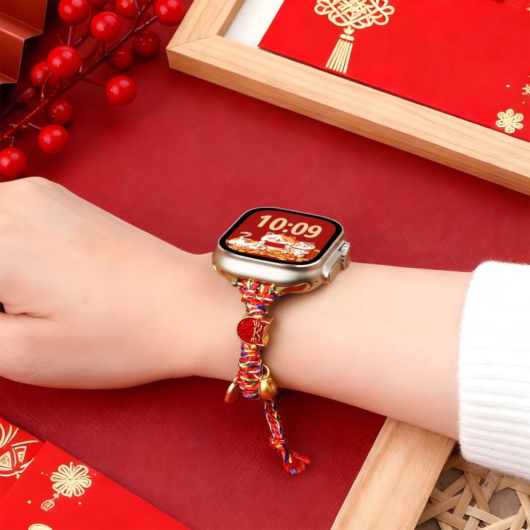 新年珠繩編織錶帶，適用 Apple Watch 46mm / 49mm / 45mm / 44mm，適用 Apple Watch 42mm / 41mm / 40mm / 38mm