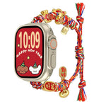 新年珠繩編織錶帶，適用 Apple Watch 46mm / 49mm / 45mm / 44mm，適用 Apple Watch 42mm / 41mm / 40mm / 38mm