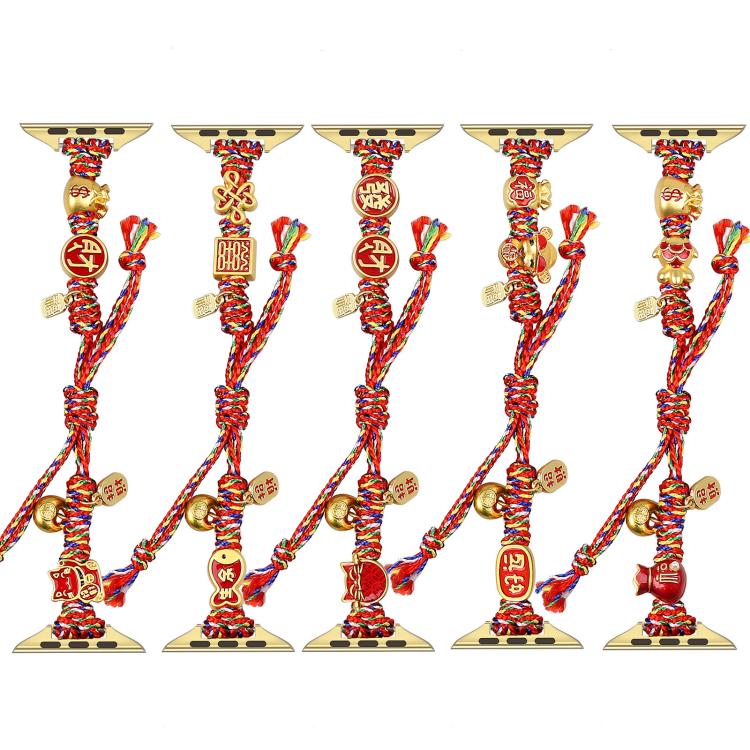 新年珠繩編織錶帶，適用 Apple Watch 46mm / 49mm / 45mm / 44mm，適用 Apple Watch 42mm / 41mm / 40mm / 38mm