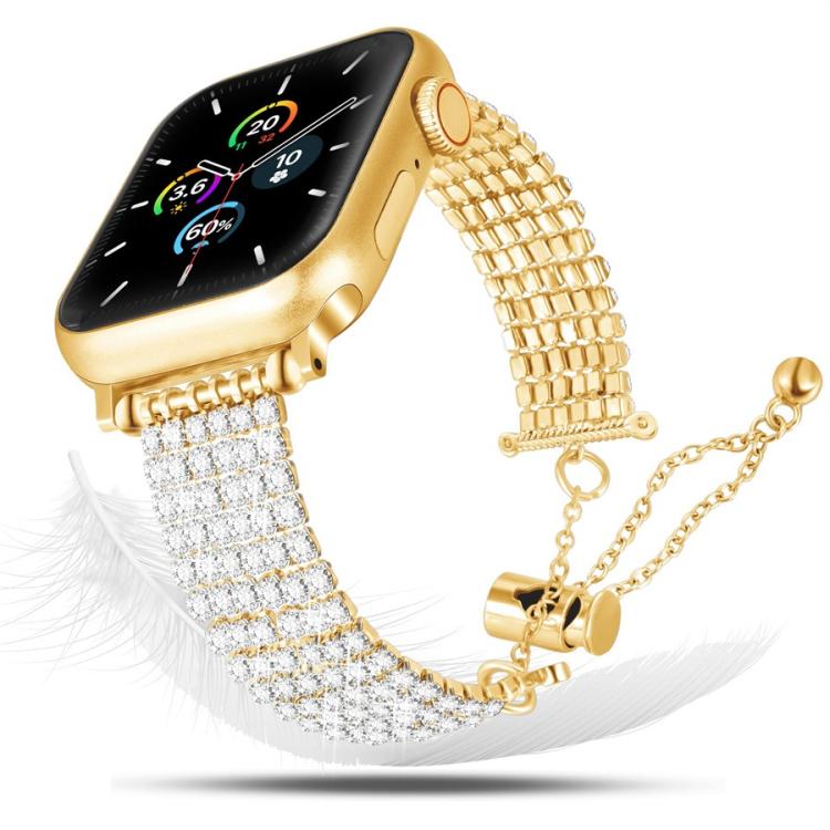 奢華扣鍊鑽石金屬錶帶，適用 Apple Watch 46mm / 49mm / 45mm / 44mm，適用 Apple Watch 42mm / 41mm / 40mm / 38mm