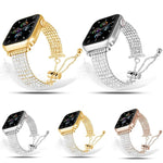 奢華扣鍊鑽石金屬錶帶，適用 Apple Watch 46mm / 49mm / 45mm / 44mm，適用 Apple Watch 42mm / 41mm / 40mm / 38mm