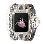 生命樹吊墜金屬真皮錶帶，適用 Apple Watch 46mm / 49mm / 45mm / 44mm，適用 Apple Watch 42mm / 41mm / 40mm / 38mm