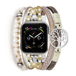 生命樹吊墜金屬真皮錶帶，適用 Apple Watch 46mm / 49mm / 45mm / 44mm，適用 Apple Watch 42mm / 41mm / 40mm / 38mm