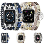生命樹吊墜金屬真皮錶帶，適用 Apple Watch 46mm / 49mm / 45mm / 44mm，適用 Apple Watch 42mm / 41mm / 40mm / 38mm