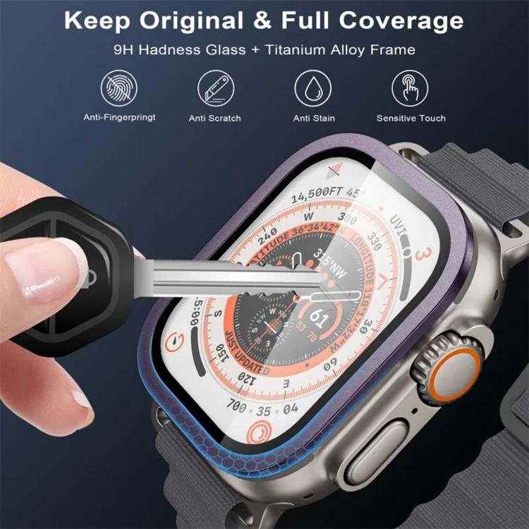 鈦金屬框架鋼化玻璃錶膜，適用於 Apple Watch Ultra 49mm
