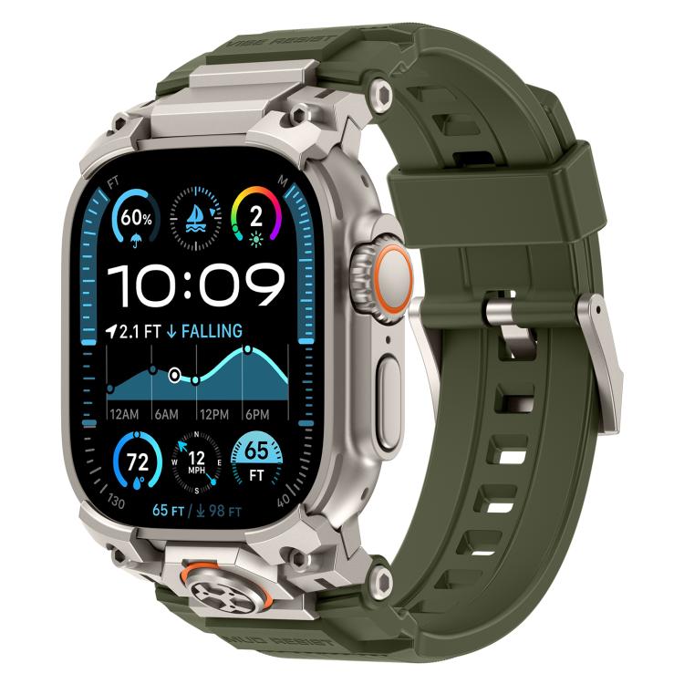 金屬定制裝甲矽膠錶帶，適用於 Apple Watch Ultra 3 / 2 / 1 49mm