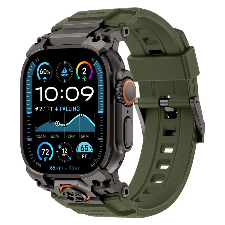 金屬定制裝甲矽膠錶帶，適用於 Apple Watch Ultra 3 / 2 / 1 49mm
