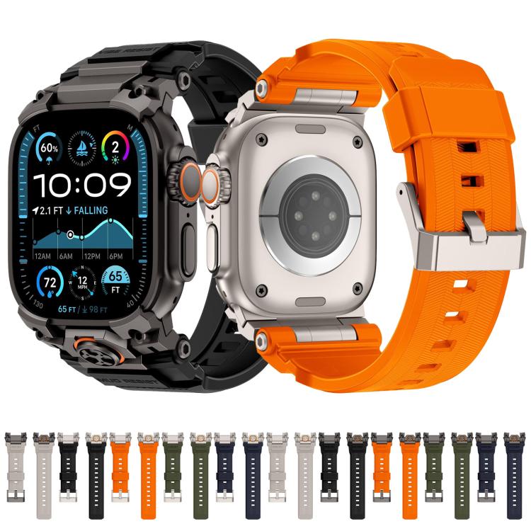 金屬定制裝甲矽膠錶帶，適用於 Apple Watch Ultra 3 / 2 / 1 49mm