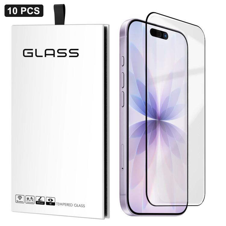 10片裝 0.18mm 超薄超聲波高清絲印高鋁厚膠鋼化玻璃膜，適用於 iPhone 17e / 16e，適用於 iPhone 17 Pro Max，適用於 iPhone 17 Pro，適用於 iPhone 17，適用於 iPhone Air，適用於 iPhone 16 Pro Max，適用於 iPhone 16 Pro，適用於 iPhone 16 Plus