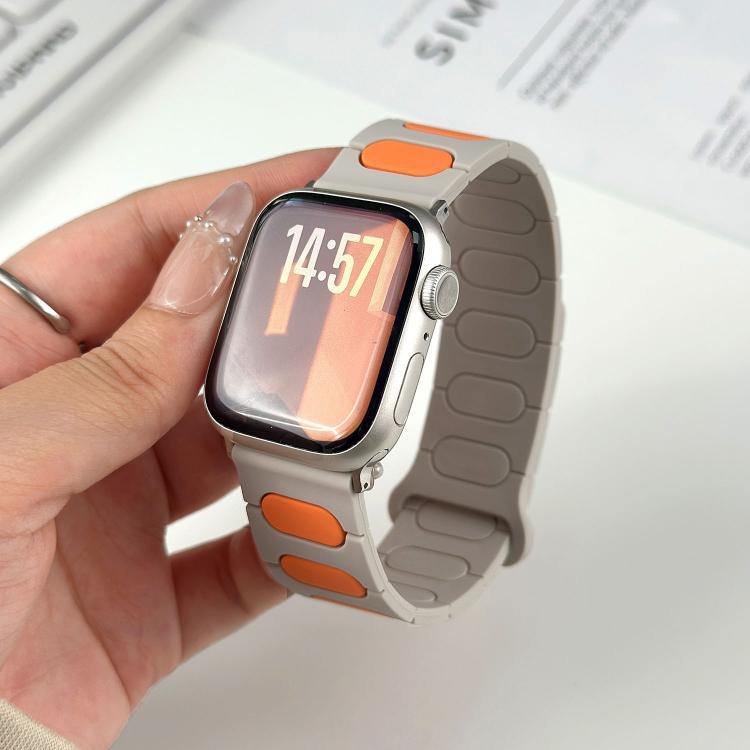 橢圓形磁性矽膠錶帶，適用於 Apple Watch 46mm / 49mm / 45mm / 44mm，適用於 Apple Watch 42mm / 41mm / 40mm / 38mm