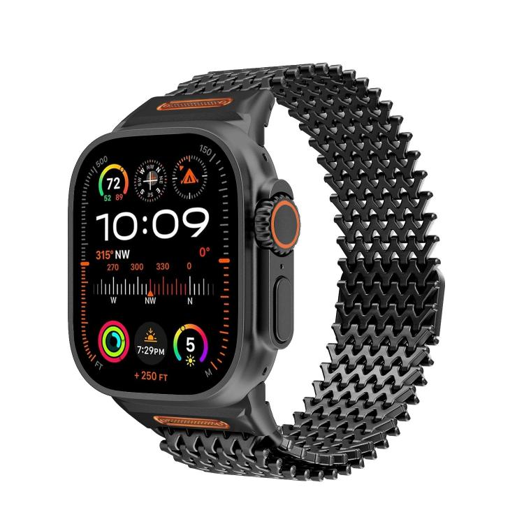 長骨架 W 型磁性不鏽鋼錶帶，適用於 Apple Watch 46mm / 49mm / 45mm / 44mm