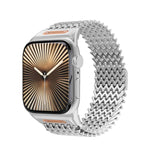 長骨架 W 型磁性不鏽鋼錶帶，適用於 Apple Watch 46mm / 49mm / 45mm / 44mm