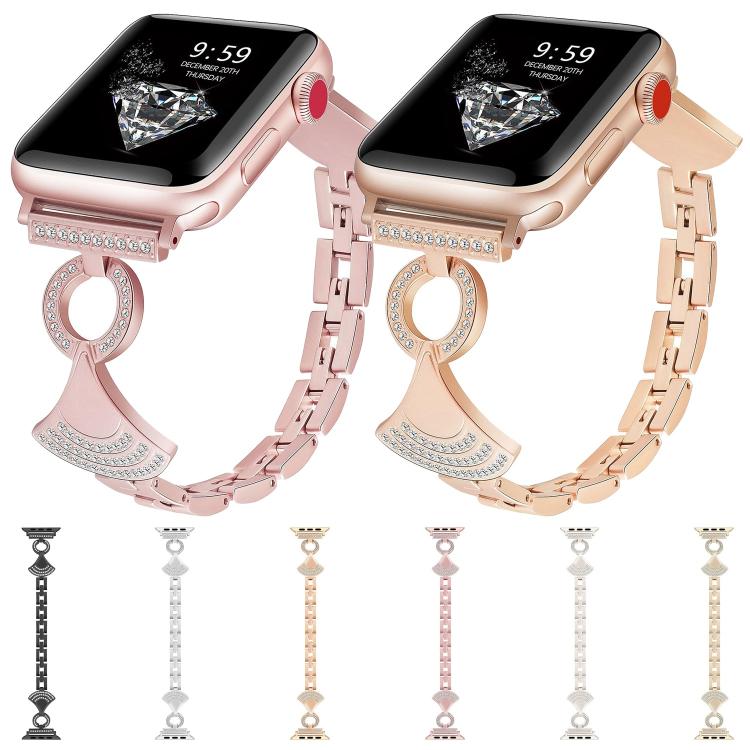 貝殼鑲嵌鑽石金屬錶帶，適用於 Apple Watch 46mm / 49mm / 45mm / 44mm，適用於 Apple Watch 42mm / 41mm / 40mm / 38mm