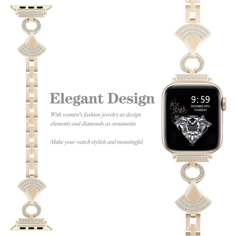 貝殼鑲嵌鑽石金屬錶帶，適用於 Apple Watch 46mm / 49mm / 45mm / 44mm，適用於 Apple Watch 42mm / 41mm / 40mm / 38mm