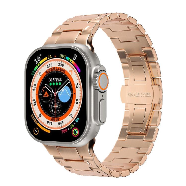 機械風格蝴蝶扣金屬錶帶，適用於 Apple Watch 46mm / 49mm / 45mm / 44mm，適用於 Apple Watch 42mm / 41mm / 40mm / 38mm