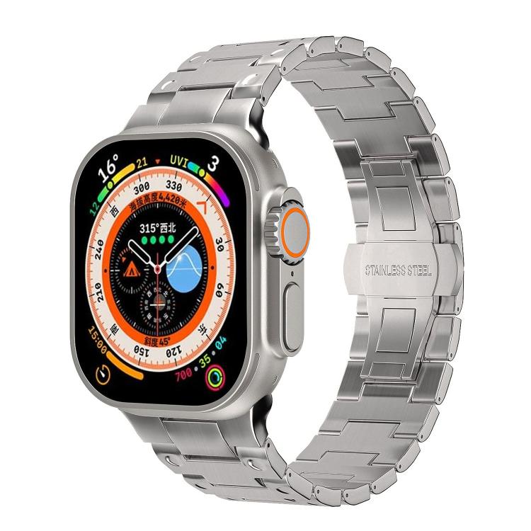 機械風格蝴蝶扣金屬錶帶，適用於 Apple Watch 46mm / 49mm / 45mm / 44mm，適用於 Apple Watch 42mm / 41mm / 40mm / 38mm