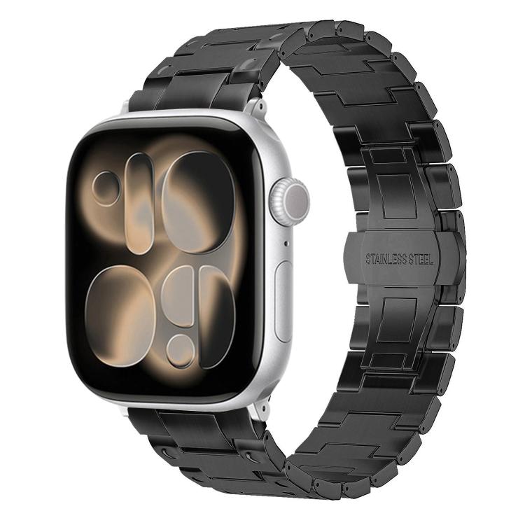 機械風格蝴蝶扣金屬錶帶，適用於 Apple Watch 46mm / 49mm / 45mm / 44mm，適用於 Apple Watch 42mm / 41mm / 40mm / 38mm
