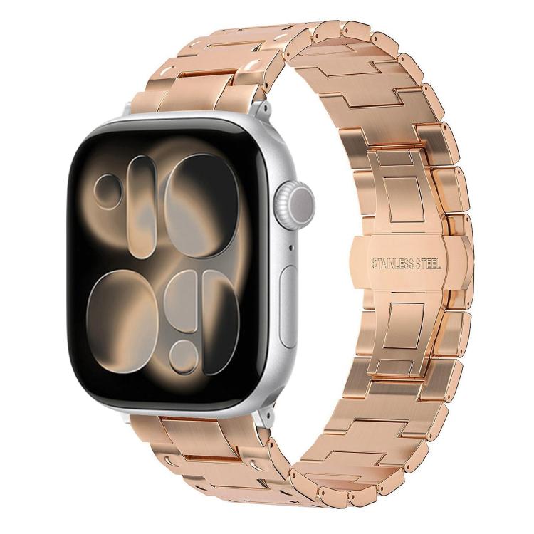 機械風格蝴蝶扣金屬錶帶，適用於 Apple Watch 46mm / 49mm / 45mm / 44mm，適用於 Apple Watch 42mm / 41mm / 40mm / 38mm