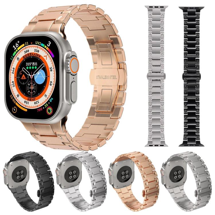 機械風格蝴蝶扣金屬錶帶，適用於 Apple Watch 46mm / 49mm / 45mm / 44mm，適用於 Apple Watch 42mm / 41mm / 40mm / 38mm