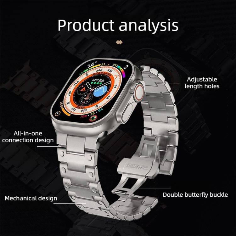 機械風格蝴蝶扣金屬錶帶，適用於 Apple Watch 46mm / 49mm / 45mm / 44mm，適用於 Apple Watch 42mm / 41mm / 40mm / 38mm