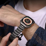 機械風格蝴蝶扣金屬錶帶，適用於 Apple Watch 46mm / 49mm / 45mm / 44mm，適用於 Apple Watch 42mm / 41mm / 40mm / 38mm
