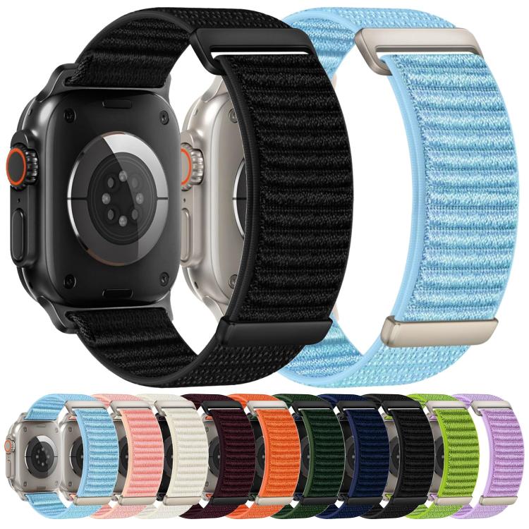 兩段式山形圖案魔鬼氈尼龍錶帶，適用 Apple Watch 46mm / 49mm / 45mm / 44mm，適用 Apple Watch 42mm / 41mm / 40mm / 38mm