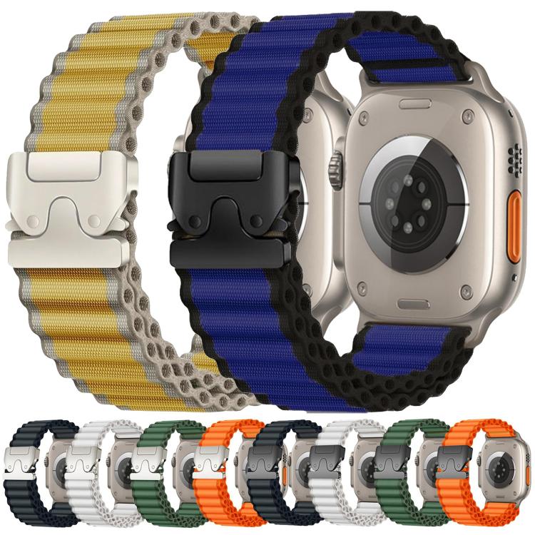 降落傘扣寬肋尼龍錶帶，適用於 Apple Watch 46mm / 49mm / 45mm / 44mm，適用於 Apple Watch 42mm / 41mm / 40mm / 38mm